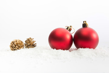 Christmas balls on white background