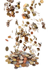 Stacks of different coins