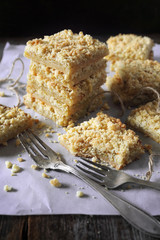 Homemade lemon bars. Grated pie crust,  short pastry