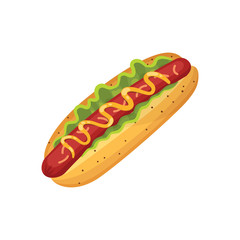 Hot dog vector illustration. Fast food isolated icon.