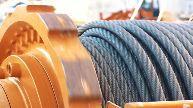 Steel wire rope wound on winch drum