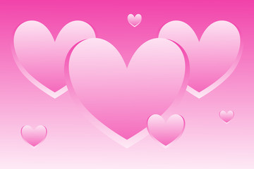 Background with 3d hearts. Pastel pink. Place for your graphics or subtitles. Free copy place. Floating frame.