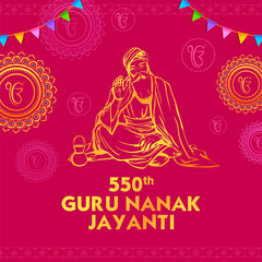 Fototapeta na wymiar illustration of Happy Gurpurab, Guru Nanak Jayanti festival of Sikh celebration background for 550th birthday