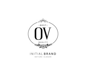 O V OV Beauty vector initial logo, handwriting logo of initial signature, wedding, fashion, jewerly, boutique, floral and botanical with creative template for any company or business.