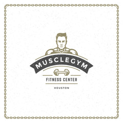 Fitness gym badge or emblem vector illustration.