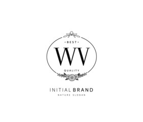 W V WV Beauty vector initial logo, handwriting logo of initial signature, wedding, fashion, jewerly, boutique, floral and botanical with creative template for any company or business.