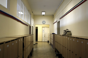 Empty corridor with wall closet.