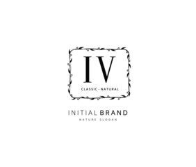 I V IV Beauty vector initial logo, handwriting logo of initial signature, wedding, fashion, jewerly, boutique, floral and botanical with creative template for any company or business.