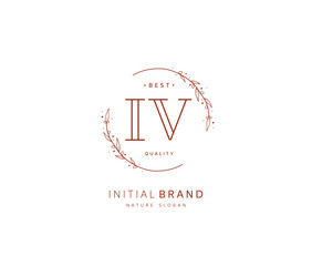 I V IV Beauty vector initial logo, handwriting logo of initial signature, wedding, fashion, jewerly, boutique, floral and botanical with creative template for any company or business.