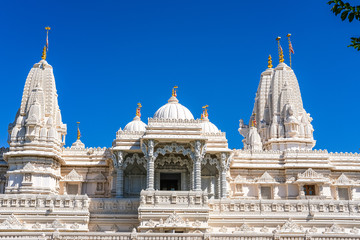 View of a white marble hindu temple