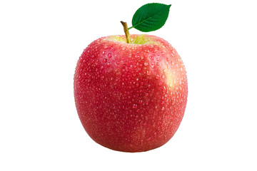Fuji Apple with water drops isolated on white backgrpund.