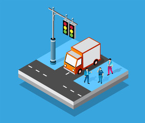 Isometric Crossroads intersection of streets of highways