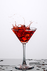 Glass of wine with ice.