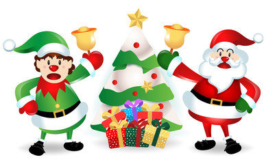 Merry Christmas. Santa Claus cute cartoon for Christmas and New Year background. Vector illustration.