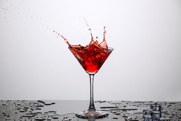 Glass of wine with ice.