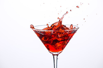 Glass of wine with ice.