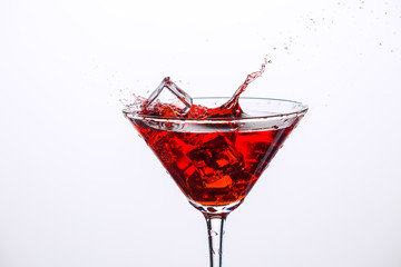 Glass of wine with ice.