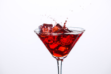 Glass of wine with ice.