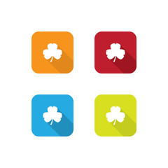 Colorful Clover Leaf Icons With Long Shadow