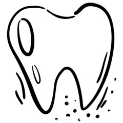 Icon beautiful healthy tooth. Dentistry. Hand-drawn