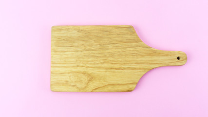 Chopping Wood isolated on pink background, Concept Kitchen in the restaurant, Front view with copy space for your text..