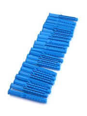 blue dowels on a white background