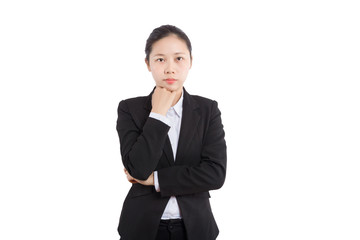 Modern business woman in the office with copy space
