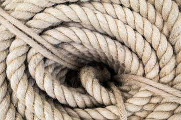 Top View Of Heavy Duty Coiled Boat Rope Detail