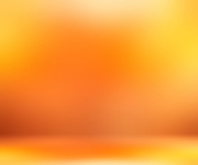 Orange warm empty room 3d background. Smooth wall and floor. Blurred texture. Abstract interior illustration. 