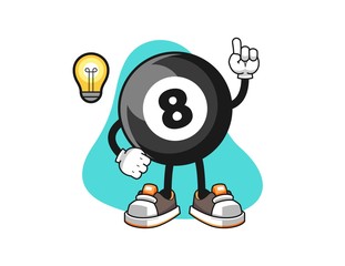 Billiard ball number 8 get an idea cartoon. Mascot Character vector.