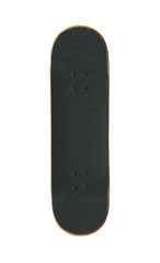 Top view of skateboard with black grip tape isolated on white background © lilkin