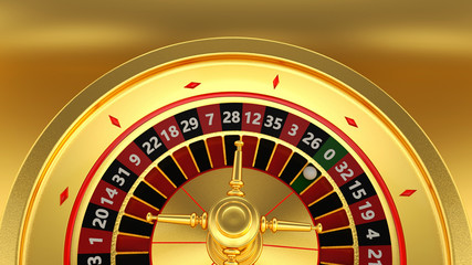 Gold Casino Roulette Wheel Concept - 3D Illustration