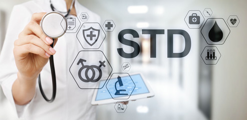 STD test sexsual transmitted diseases diagnosis medical and healthcare concept. - obrazy, fototapety, plakaty