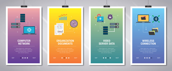 Internet banner set of technology, internet and computers icons.