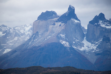 Naklejka na ściany i meble The peaks of the Torres del Paine mountains, Torres del Paine National Park, Chile