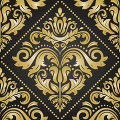 Orient vector classic pattern. Seamless abstract background with vintage elements. Orient background. Black and golden ornament for wallpaper and packaging