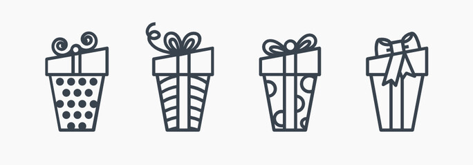 Gift box graph line vector icon