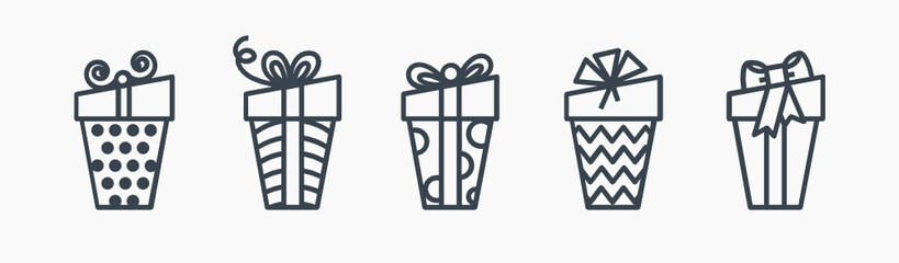 Gift box graph line vector icon