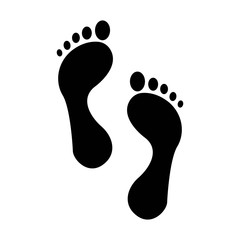 Black silhouette of footprint. Human footprint track. Footprint clip. Vector illustration.