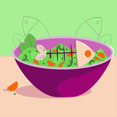 Salad with fish bones