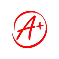 Obraz premium Vector hand drawn style illustration of a circled red A+ grade