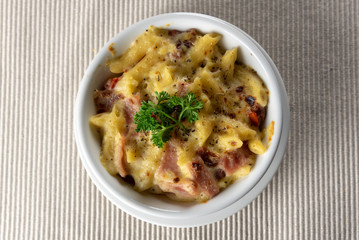 Bacon and cheese pasta bake, Macaroni with cheese