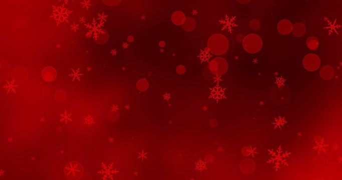 Red snowflakes and bokeh lights on the red Merry Christmas background. 3D render