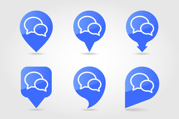 Chat speech pin map icon vector