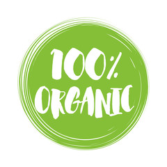 100% Organic natural product handwritten lettering.