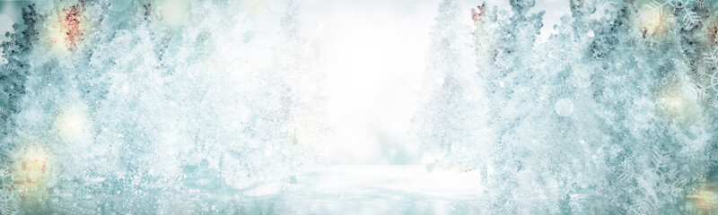 white blur abstract background. bokeh christmas blurred beautiful shiny Christmas lights. Snow background.