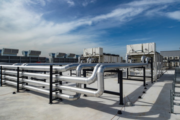 Data center building cooling system line.