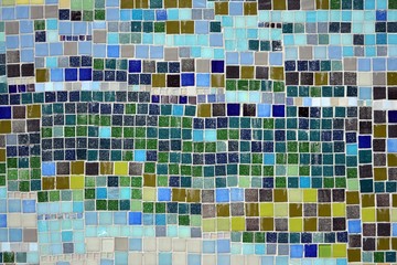 Fototapeta premium Colorful mosaic glass tile wall