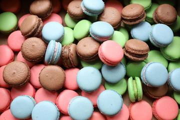 Colorful makarons. Pastel colors. Background