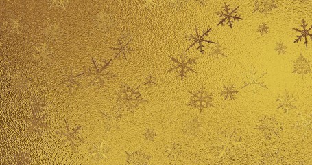 Golden foil with snowflakes texture. New year background. 3d render